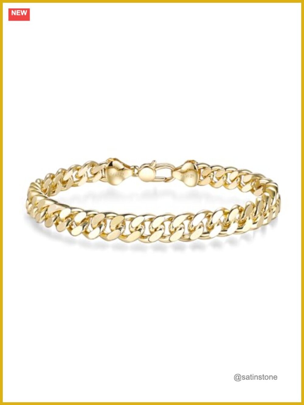 14K Gold Diamond-Cut Curb Chain Bracelet for Men & Women, 8mm Cuban Link Heavy